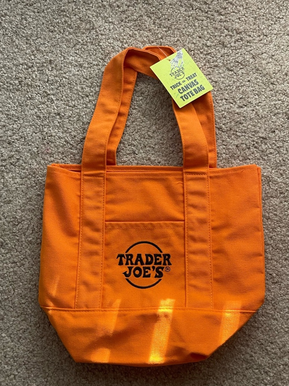 nwt trader joes orange halloween mini tote